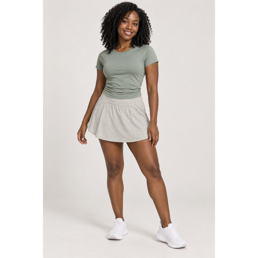 Freedom Trail Kyodan Skort Womens L Tan White Dot Excellent Pockets Activewear